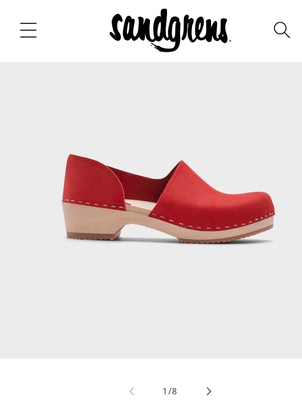 Sandgrens Brett Red Low-Back Leather Clogs